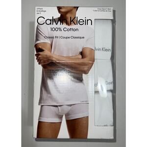 Calvin Klein 100% Cotton Classic Fit Crew Neck T-shirt 3 Pack White NWT Size XL